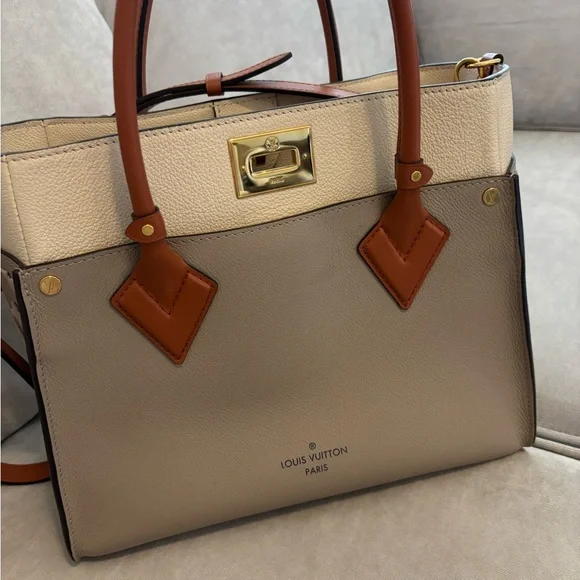 Louis Vuitton Tuffetage On My Side MM Cream and Tan Satchel - Picture 3 of 14